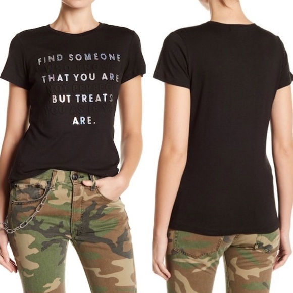 Romeo & Juliet Couture Tops - Holographic Crew Neck Black Shirt